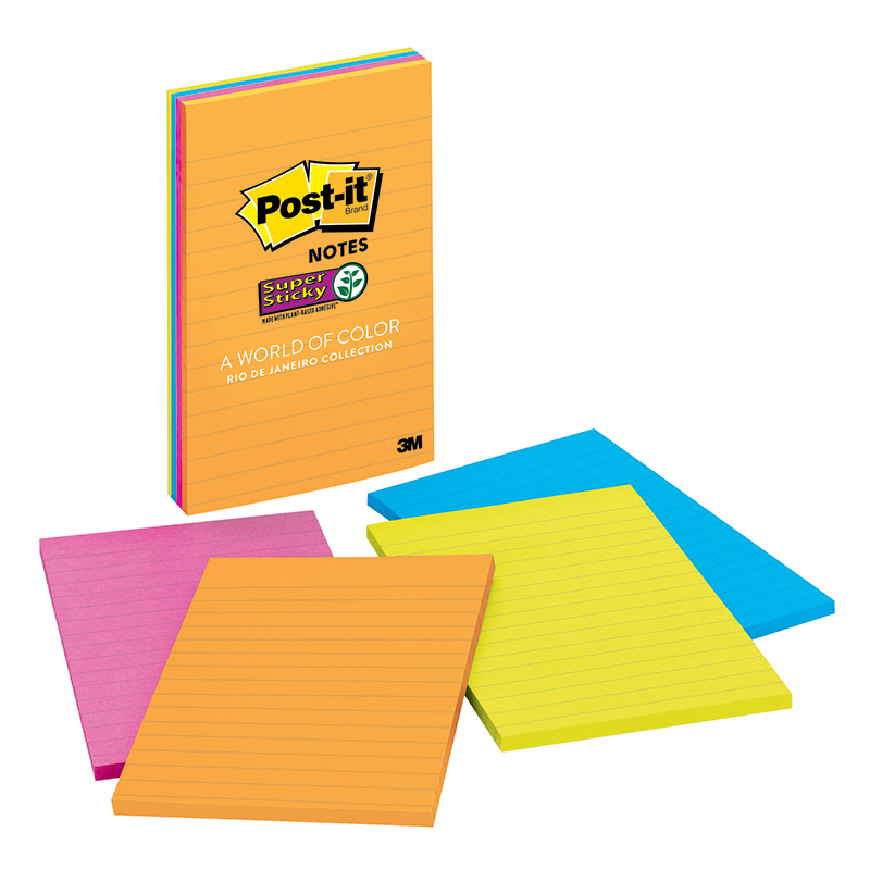Post-It Ss Notes 4x6 Lined 4 Pads