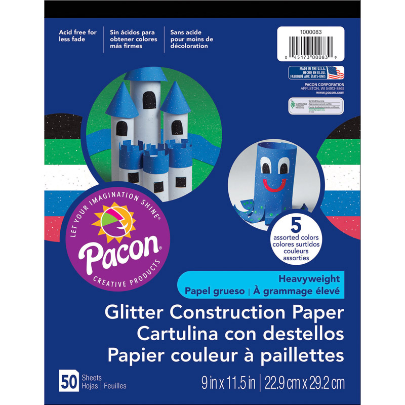 (6 Ea) Glitter Construction Paper