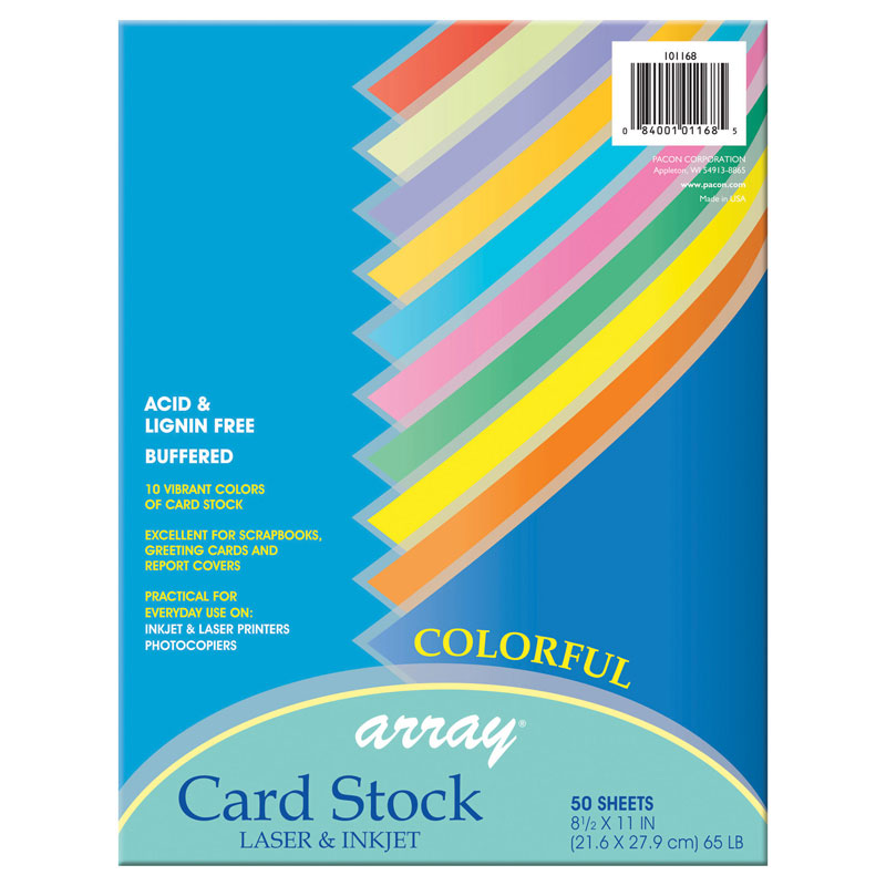 Pacon Card Stock 8.5x11 Colorful 50