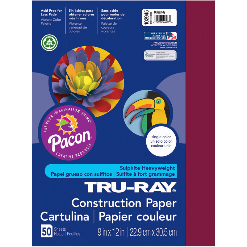 (6 Pk) Tru Ray 9x12 Burgundy