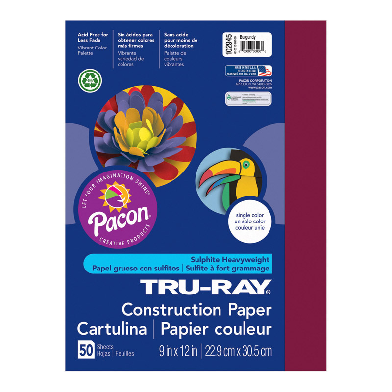 Tru Ray 9 X 12 Burgundy 50 Sht