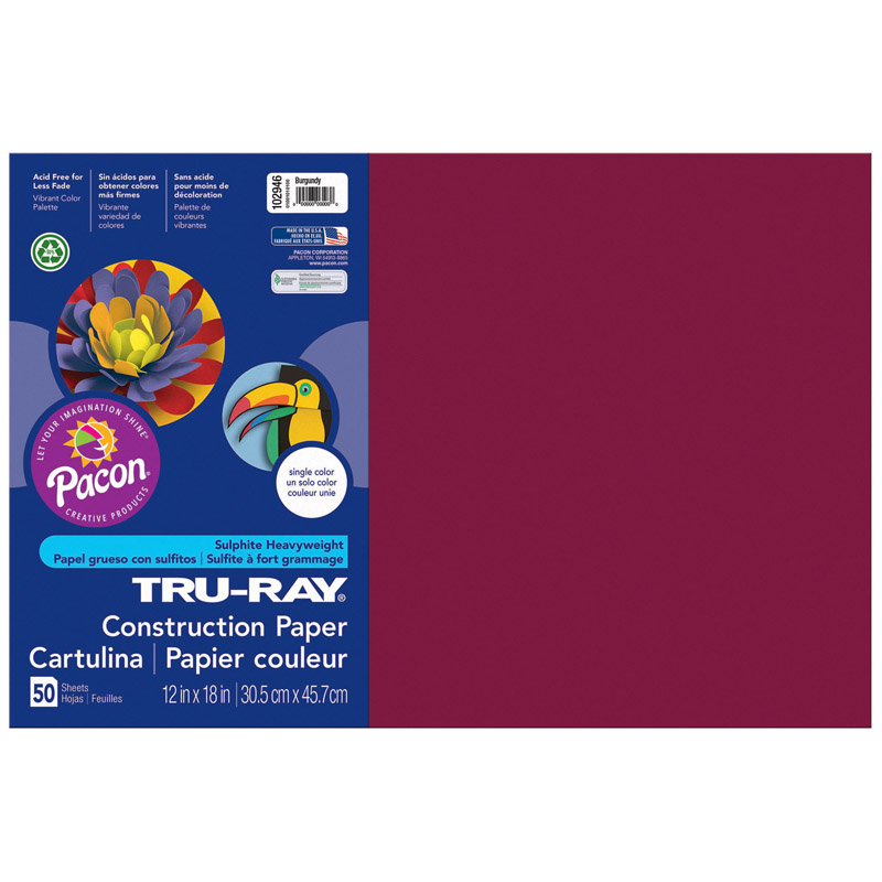 (3 Pk) Tru Ray 12x18 Burgundy