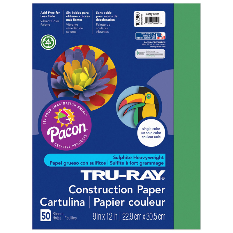 Tru Ray 9 X 12 Holiday Green 50 Sht