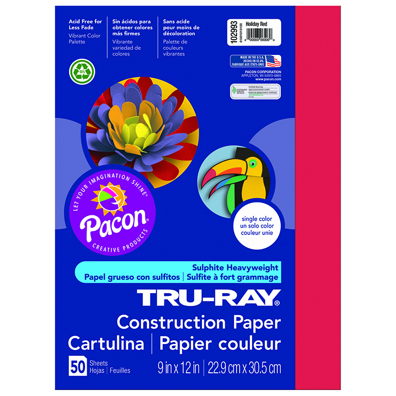 (10 Pk) Tru Ray 9x12 Holiday Red