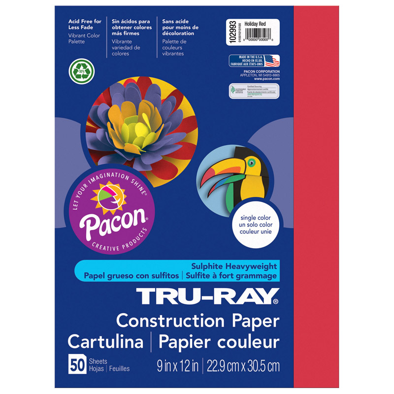 Tru Ray 9 X 12 Holiday Red 50 Sht