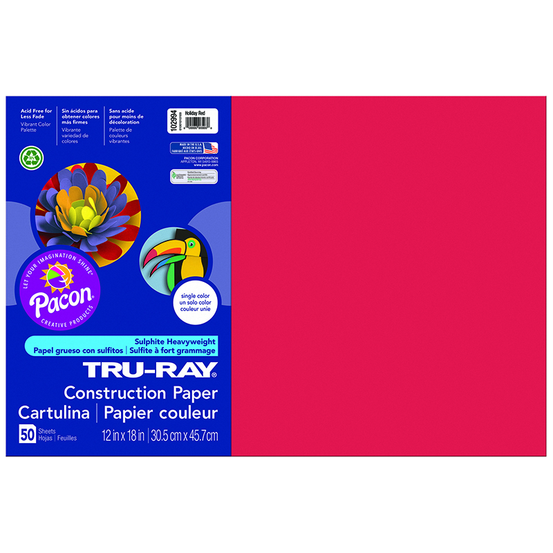 (5 Pk) Tru Ray 12x18 Holiday Red