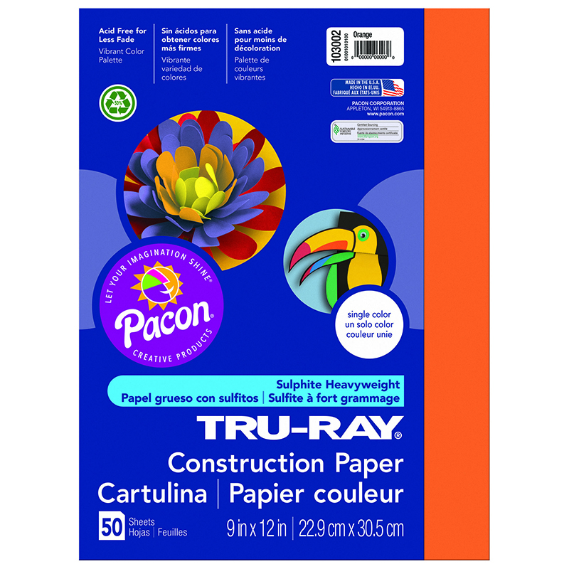 Tru Ray 9 X 12 Orange 50 Sht