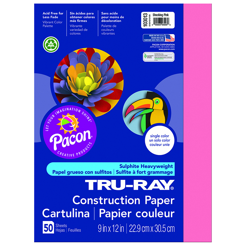 (5 Pk) Tru Ray 9x12 Shocking Pink