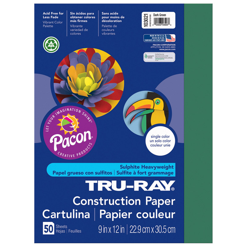 Tru Ray 9 X 12 Dark Green 50 Sht