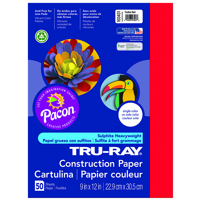 (10 Pk) Tru Ray 9x12 Festive Red