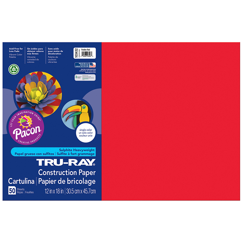 (5 Pk) Tru Ray 12x18 Festive Red
