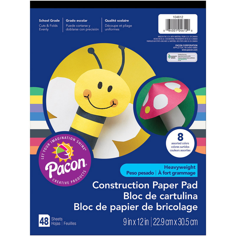 (12 Ea) Construction Paper Pad 9x12