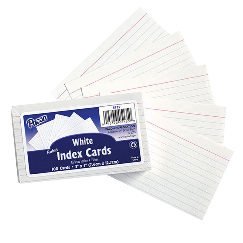 (12 Pk) White 3x5 Ruled Index Cards