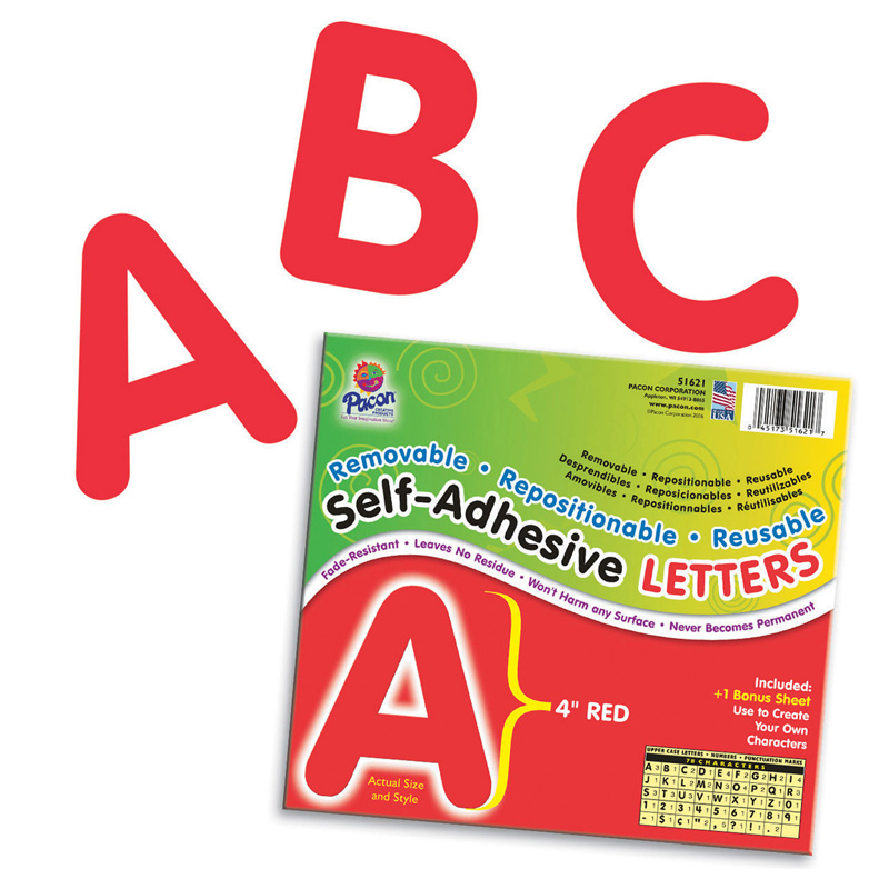 (2 Pk) Self Adhesive Letter 4in Red