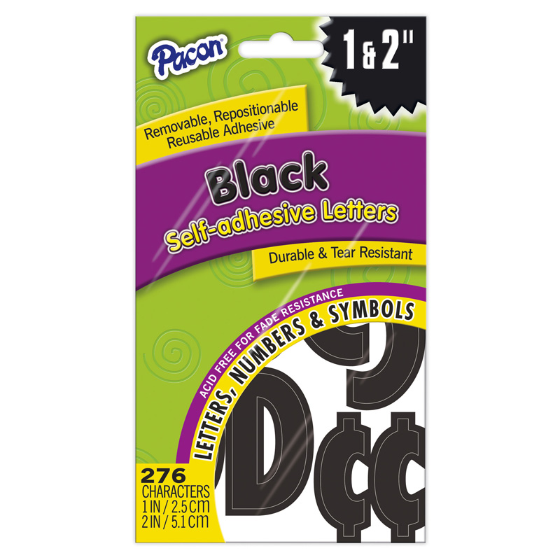 (6 Pk) Self Stick Letters Black