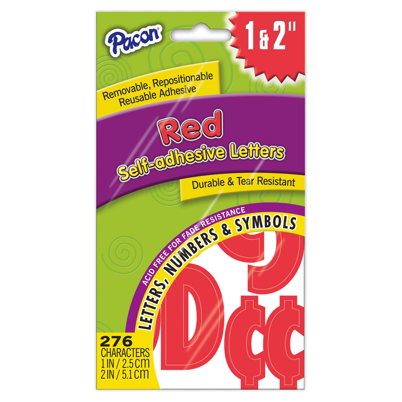 (6 Pk) Self Stick Letters Red