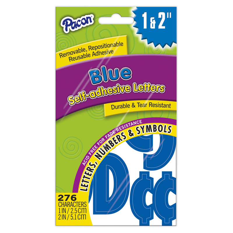 (6 Pk) Self Stick Letters Blue