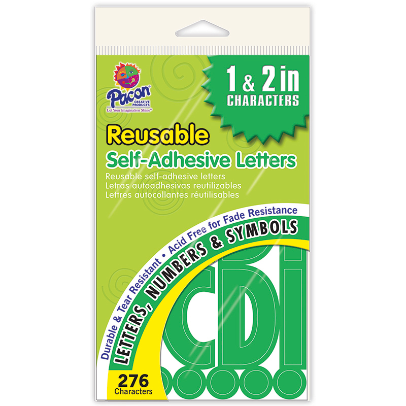 (6 Pk) Self Stick Letters Green