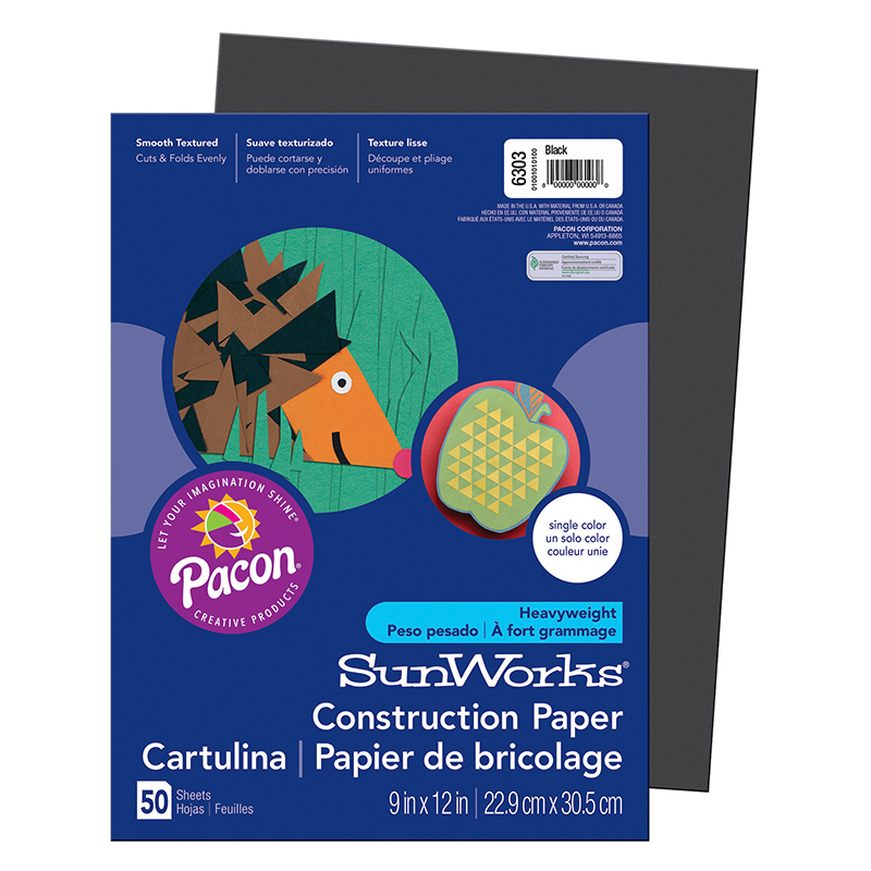 (25 Pk) Construction Paper Black