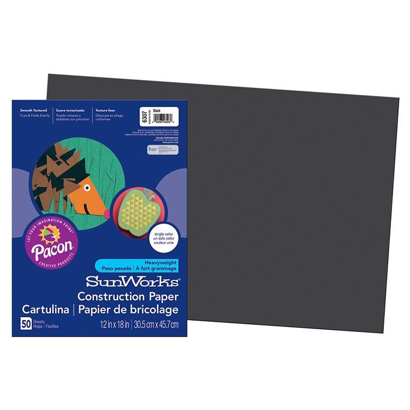 (8 Pk) Construction Paper Black