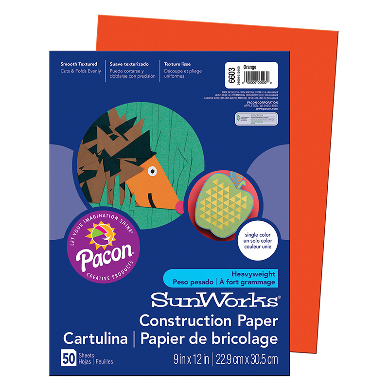 (10 Pk) Construction Paper Orange