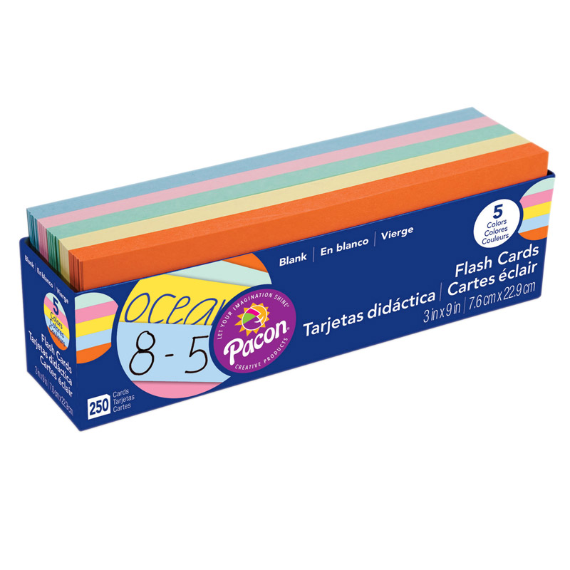 (2 Pk) Flash Cards Asst Clr 3x9