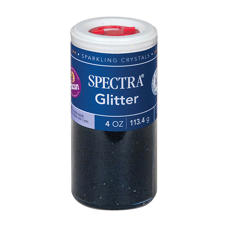 (6 Ea) Glitter Black 4oz Per Jar
