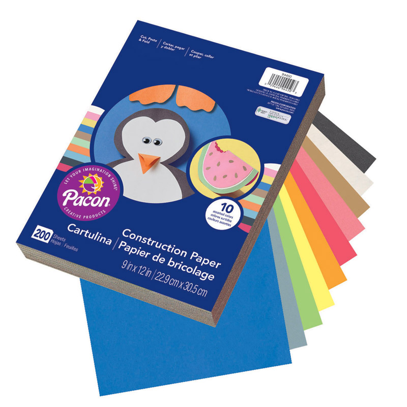 (3 Pk) Construction Paper Asst 9x12