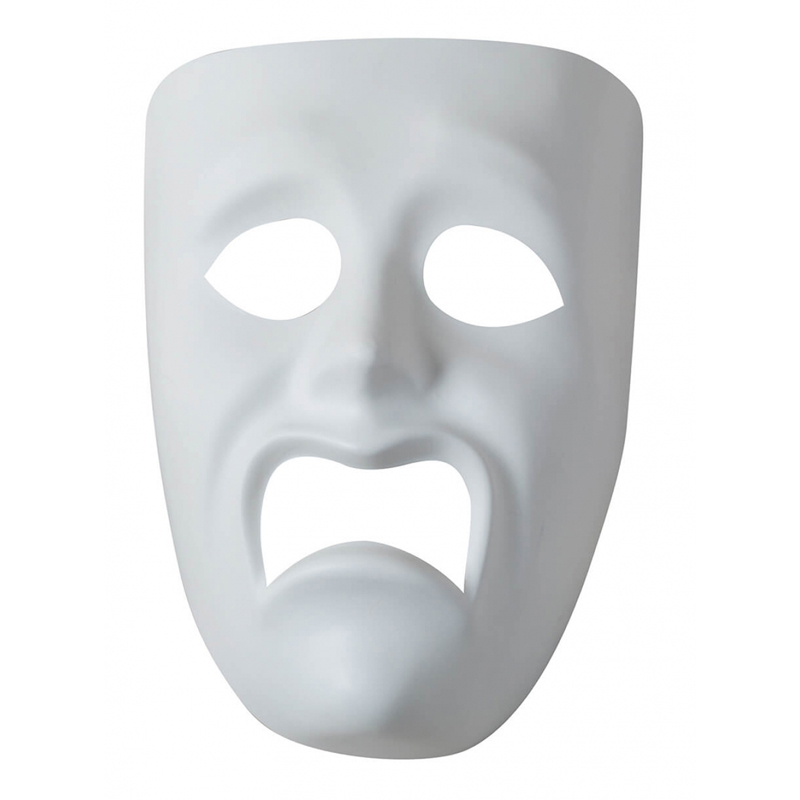 (6 Ea) Plastic Mask Sad Face