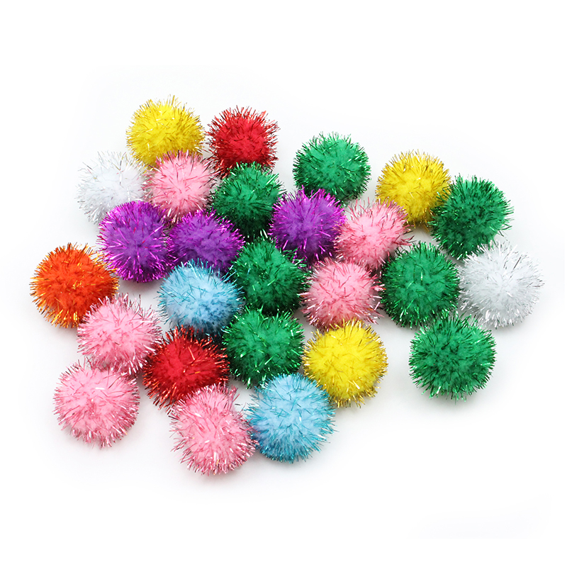 33mm Glitter Poms Assortment 40 Pcs