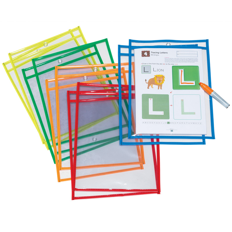 Dry Erase Pockets 10 Asst Colors St