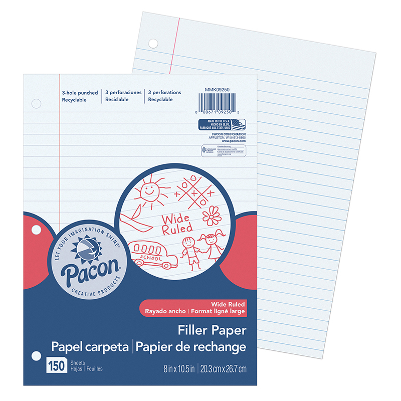 Pacon Filler Paper Wide Rule 3/8in