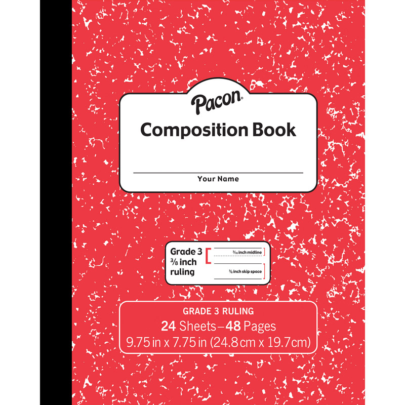 Marble Composition Book Gr 3 Red