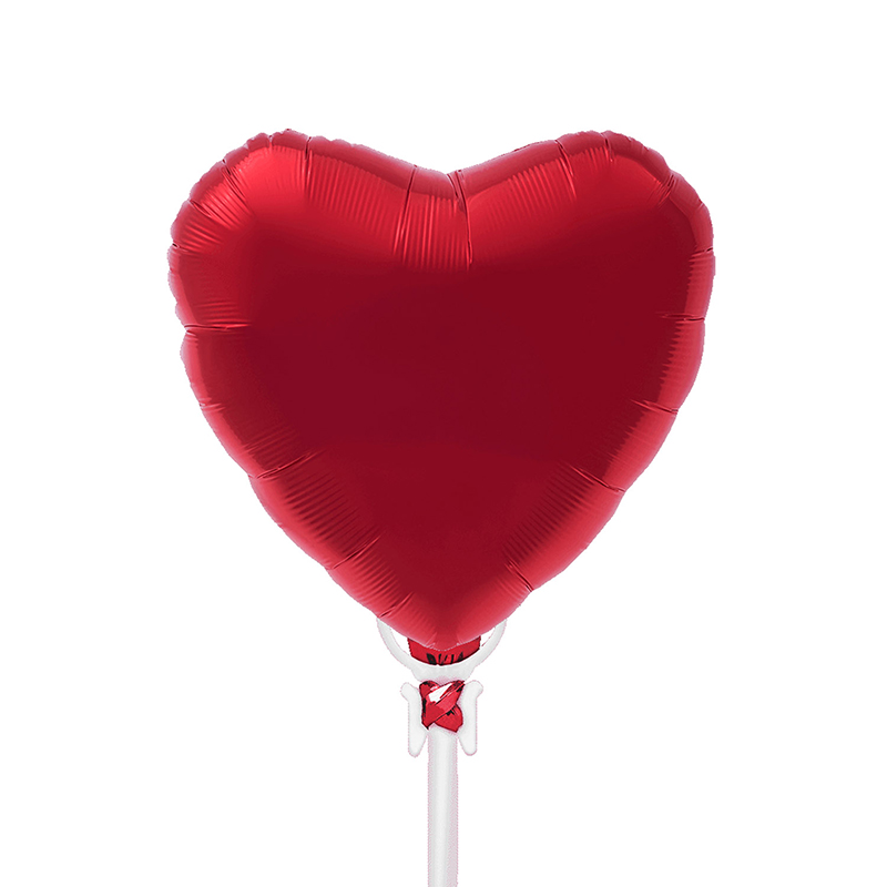 9in Red Foil Heart On A Stick