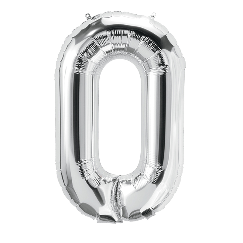 16in Foil Balloon Silver Number 0