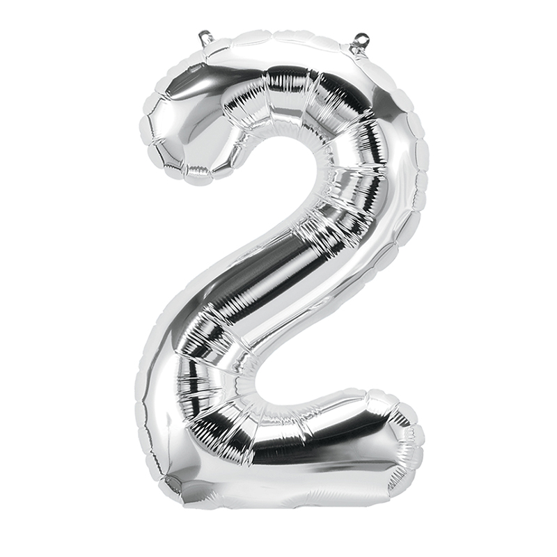 16in Foil Balloon Silver Number 2