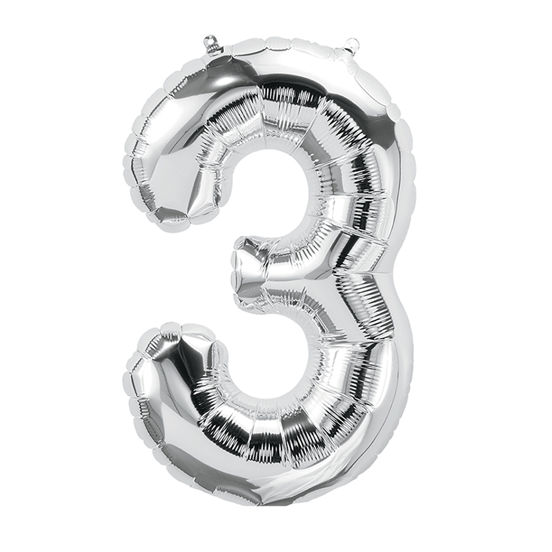 16in Foil Balloon Silver Number 3