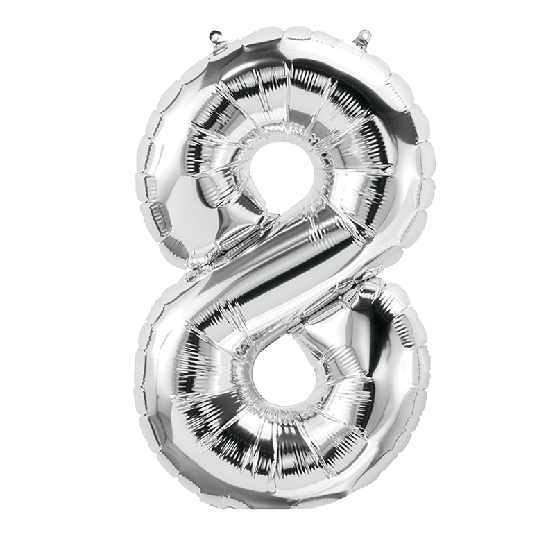 16in Foil Balloon Silver Number 8