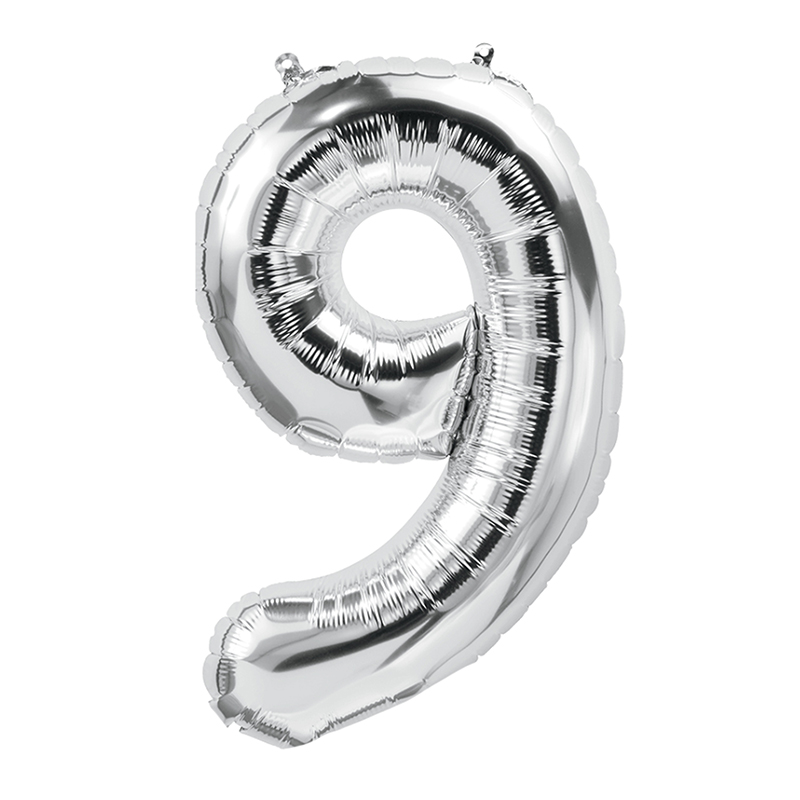 16in Foil Balloon Silver Number 9
