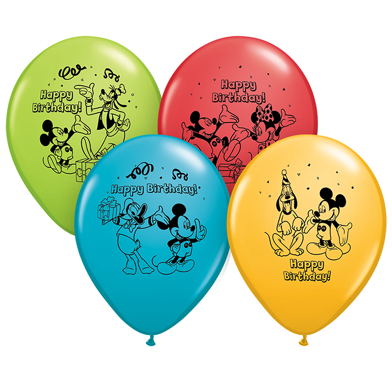 12in Mickey Happy Bday Balloons 6pk