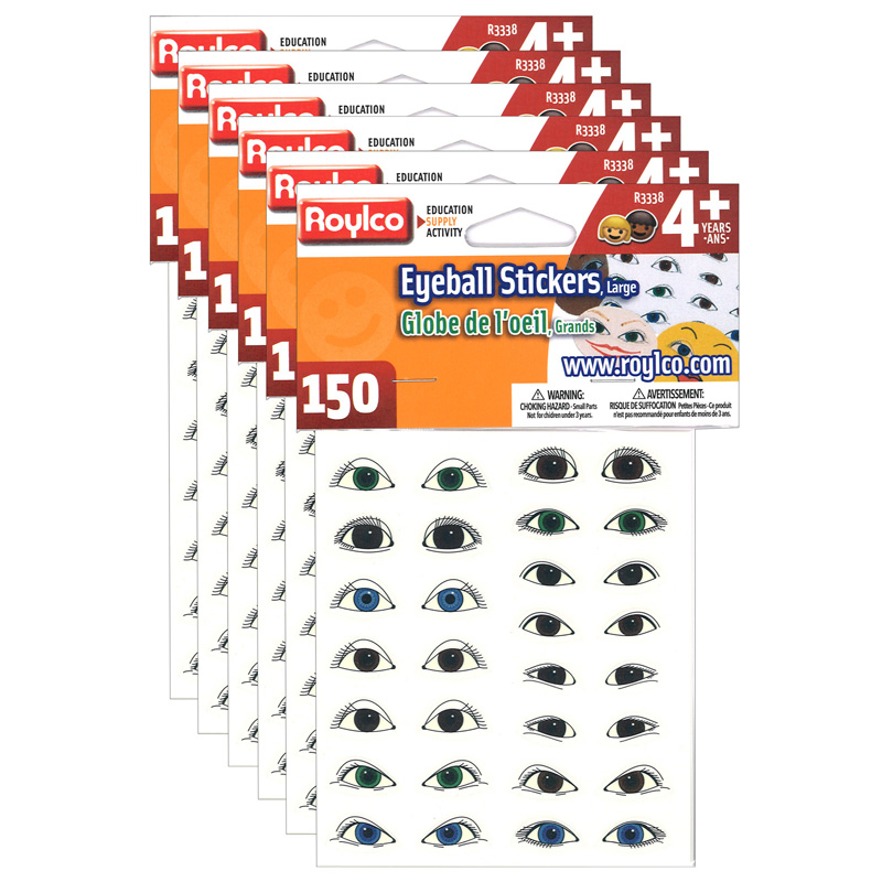 (6 Pk) Eyeball Stickers Large Eyes