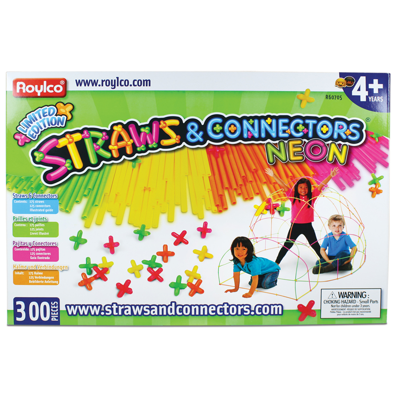 Straws & Connectors 300 Pieces Neon