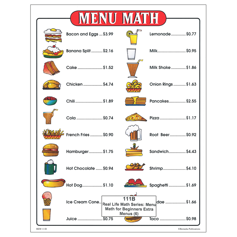 Menu Math For Beginners 6pk Extra