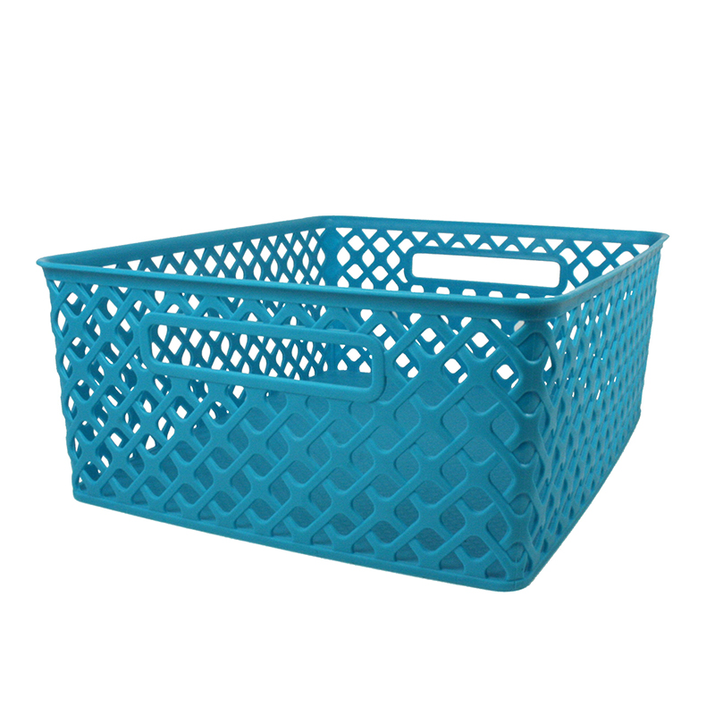 Medium Turquoise Woven Basket