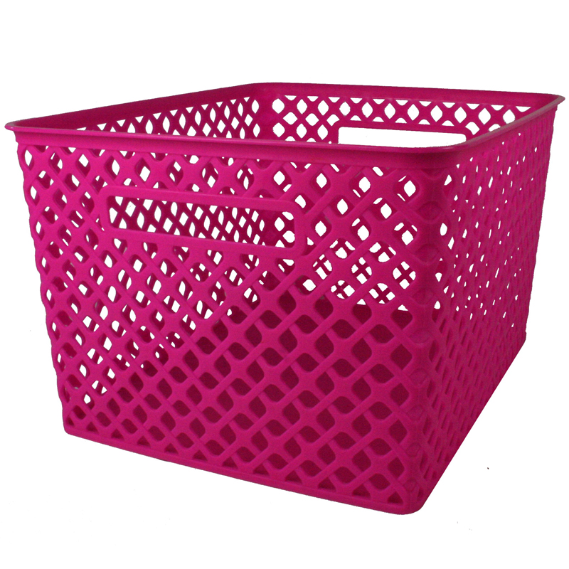 (3 Ea) Large Hot Pink Woven Basket