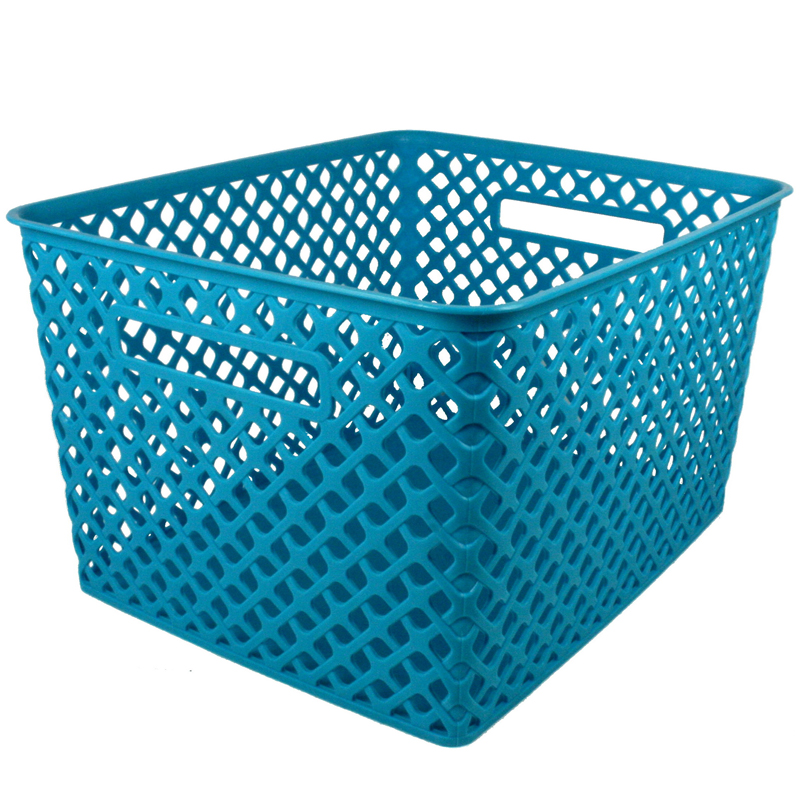 (3 Ea) Lg Turquoise Woven Basket
