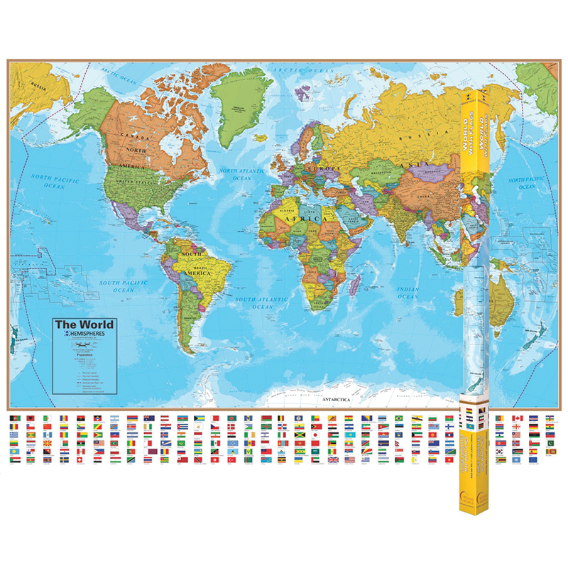 (2 Ea) Hemispheres Laminated Map
