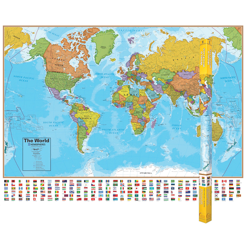 (2 Ea) Hemispheres Laminated Map