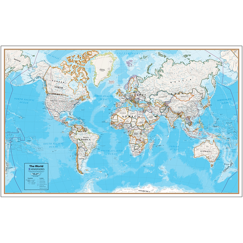 Contemp Laminated Wall Map World