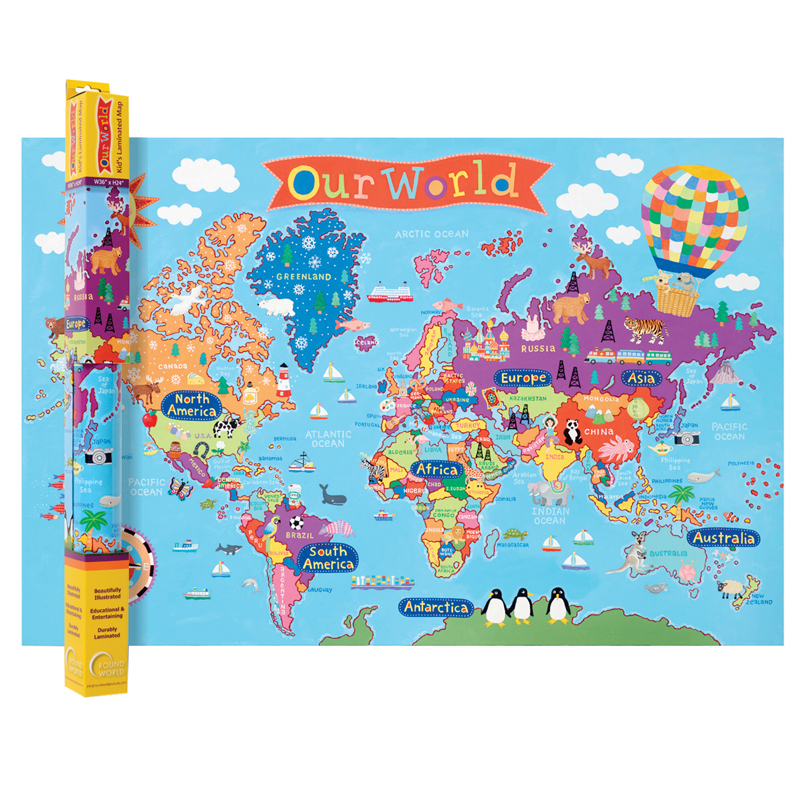 (2 Ea) World Map For Kids